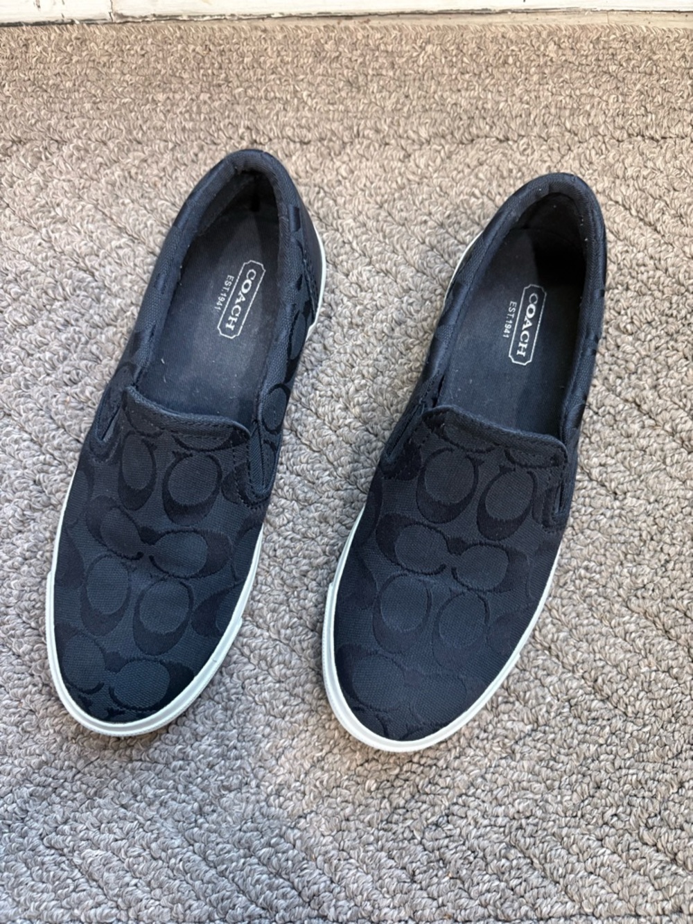 Coach Black Signature Jacquard Slip-On Sneakers